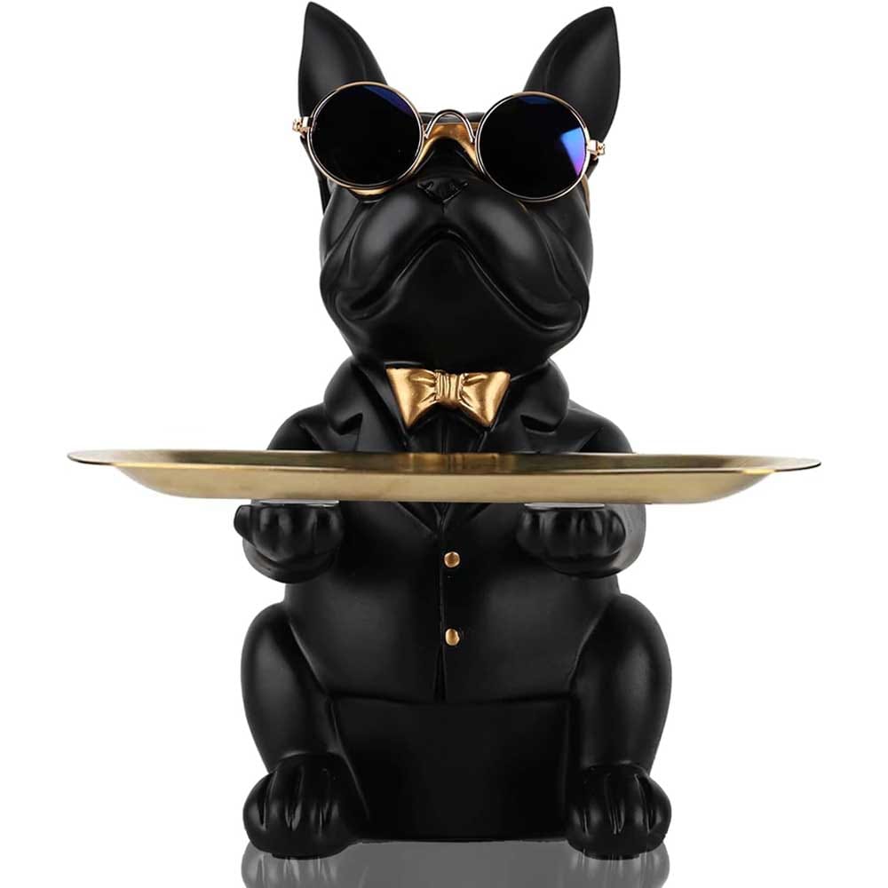 A French Bulldog Holding A Tray