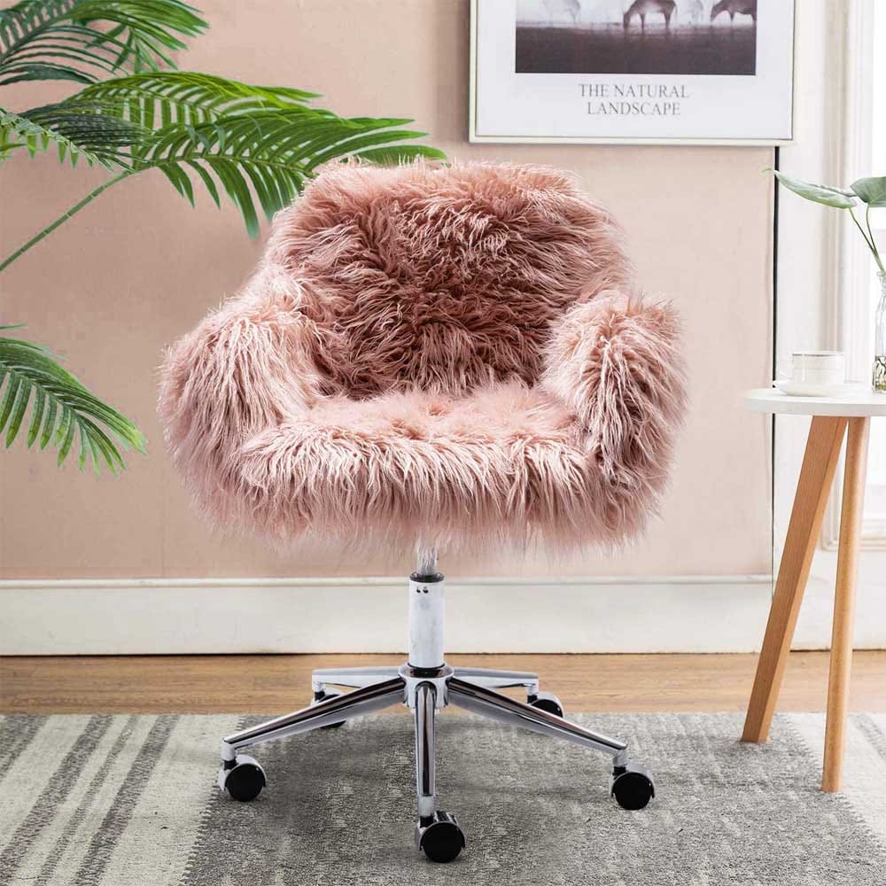 Cute Faux Fur Desk Chair - Good For Kids Bedroom