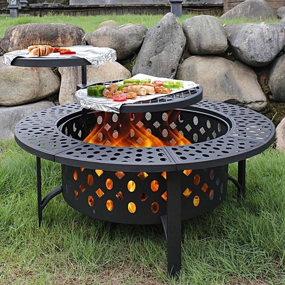 36 Inch Fire Pit with 2 Grills - Perfect For Engagement Party