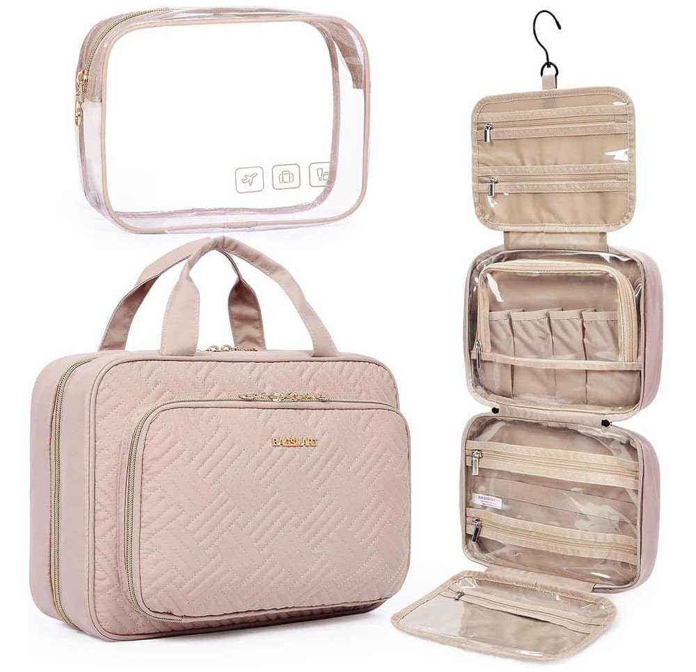 Hanging travel makeup and toiletry organizer