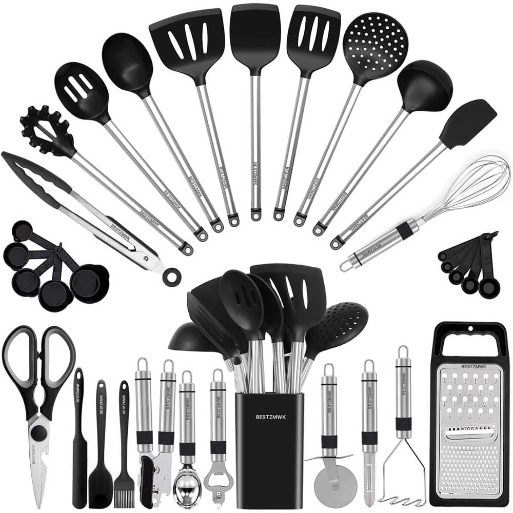 Silicone Cooking Set - 33 Kitchen Utensils - Engagement Gifts For Friends