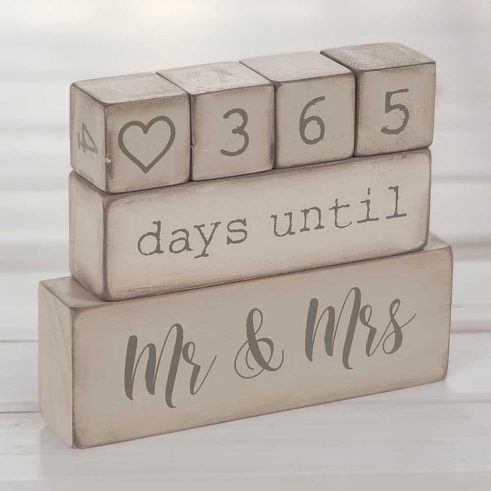 6 Piece Wooden Countdown to Wedding Day - Part Of The Wedding Planning Process